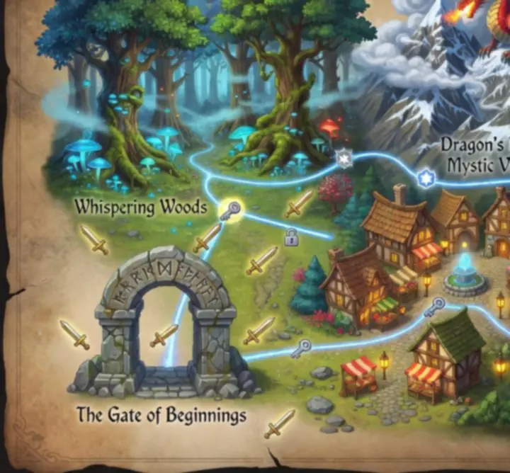Ultimate Fable szinttérkép illusztráció